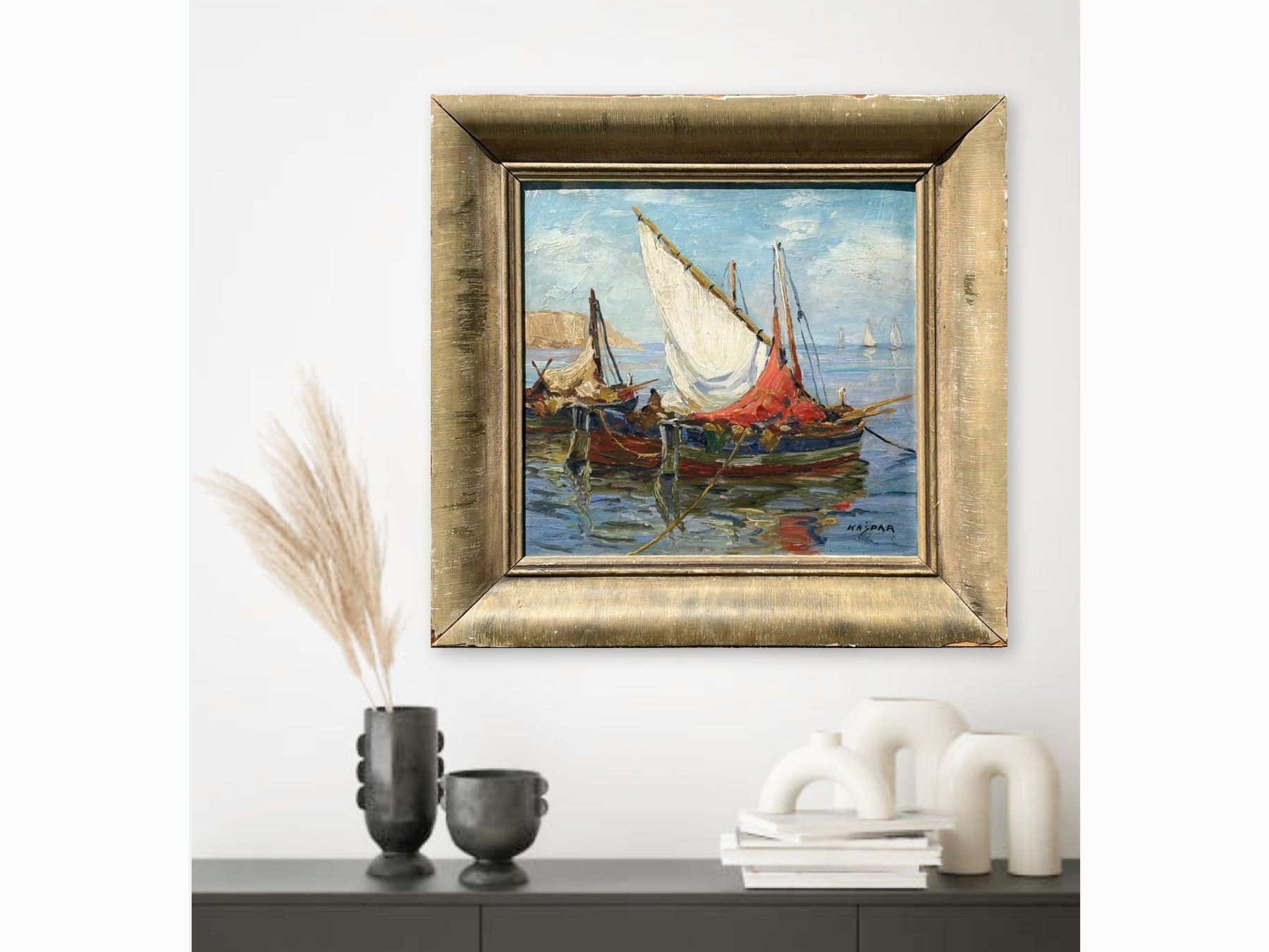 Tableaux: Ölgemälde Segelboote, signiert – D'occasion à Boll par NRie 1