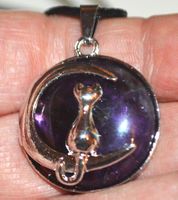 Halskette Z-054 – Mond mit Katze - Amethyst
