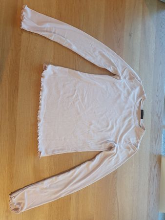 Langarmshirt Tally Weijl rosa mit Wellensaum gebraucht