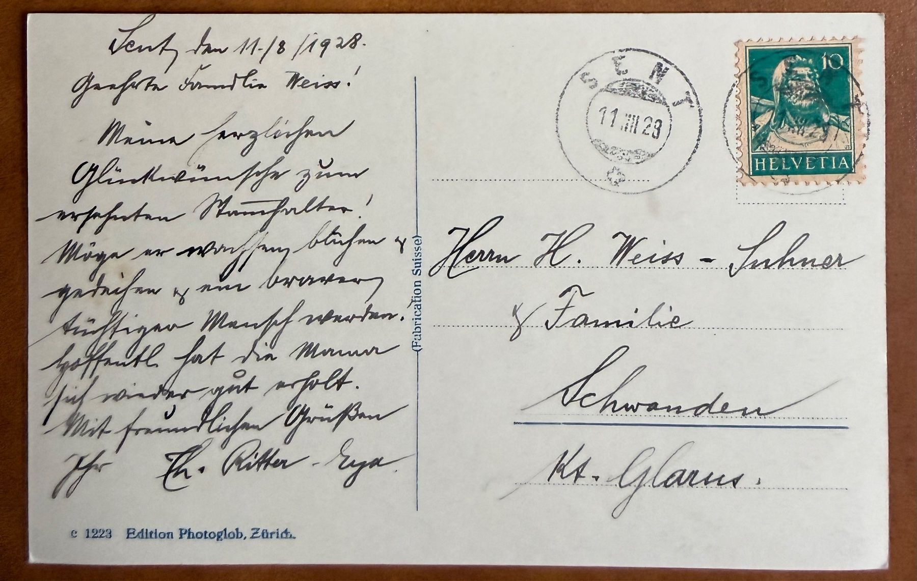 Cartoline postali: Sent - Unter - Engadin - Panorama. 1923 – Usato da Lutry venduto da Ediego 1