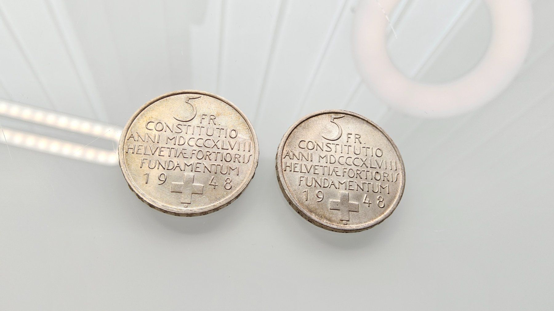 Alle Münzen: 2 Pièces commémorative en argent 1948 – Gebraucht aus Malleray von Frederic24 3