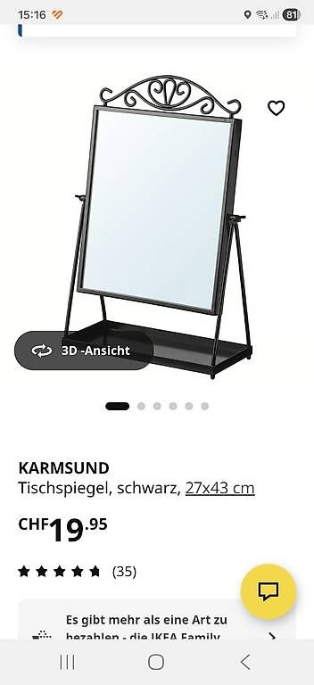 Specchi: Kleine Tisch-Spiegel schwarz ikea – Usato da Münchenstein venduto da Salvis_68