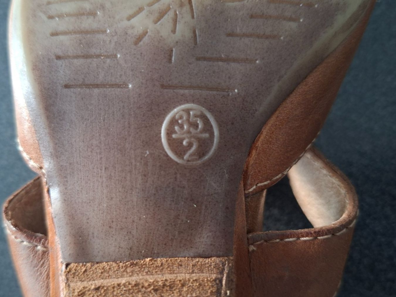 Scarpe da donna: Sandalen mit Absatz Leder Cognacfarben Gr.35 – Usato da Gattikon venduto da jeansgli 7