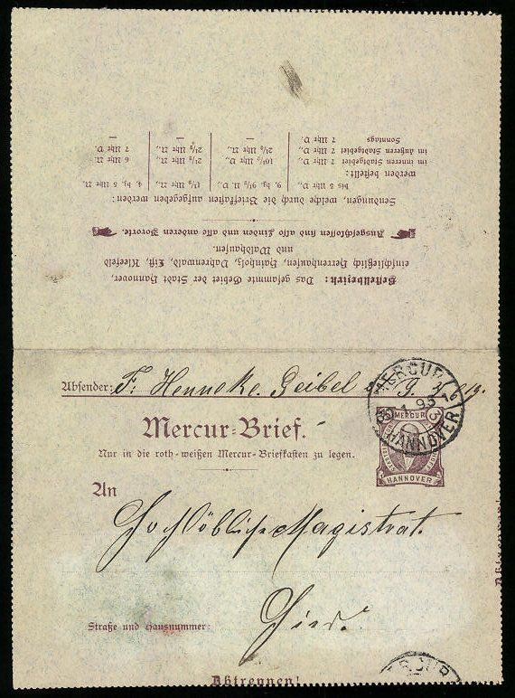 Cartoline postali: Klapp-AK Private Stadtpost Hannover Merc – Usato da Berlin venduto da bartko-reher