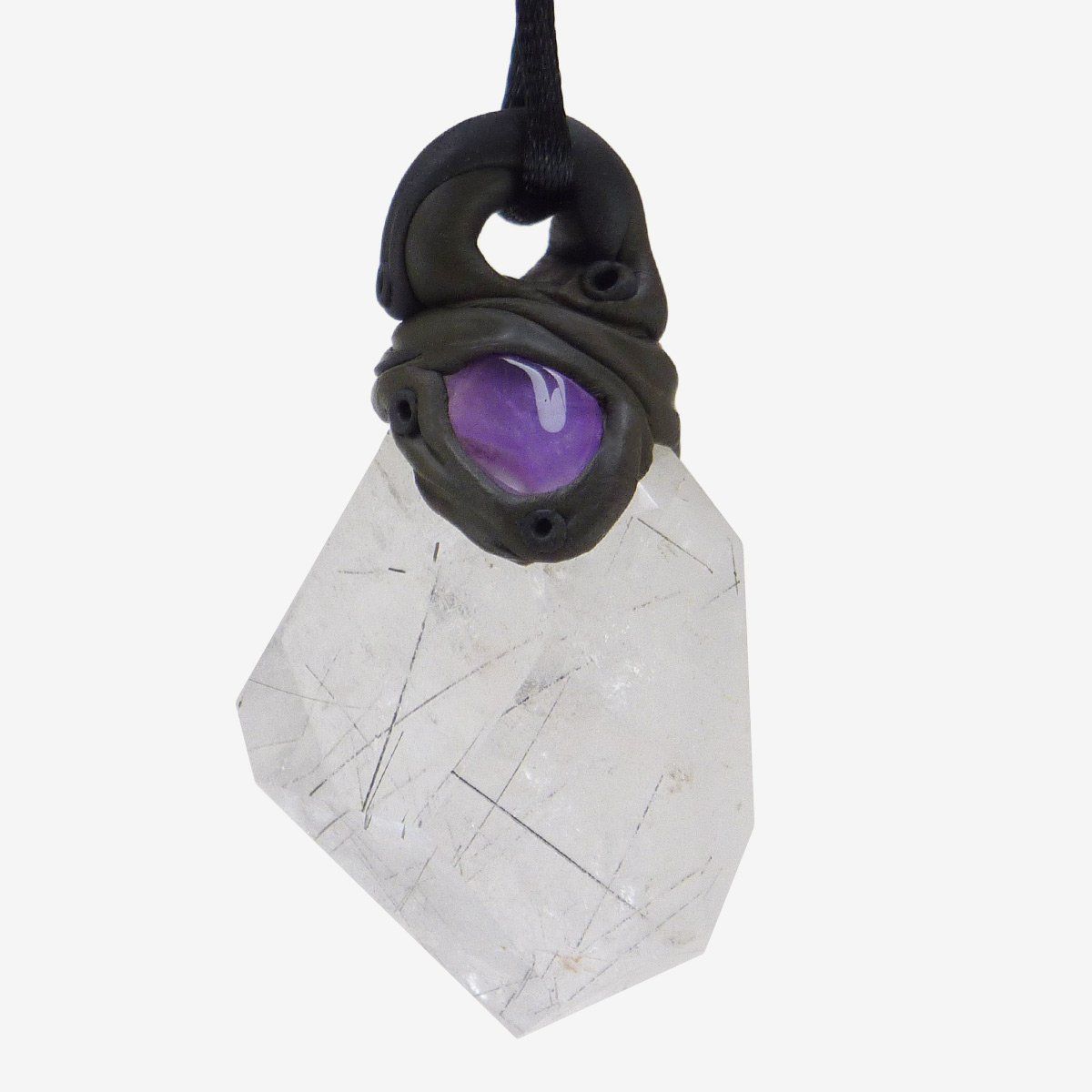 Minerali & Pietre curative: Rutilquarz Anhänger mit zusätzlich eingefasstem Amethyst – Nuovo e nell'imballaggio originale da Meilen venduto da BYRD-Design 1