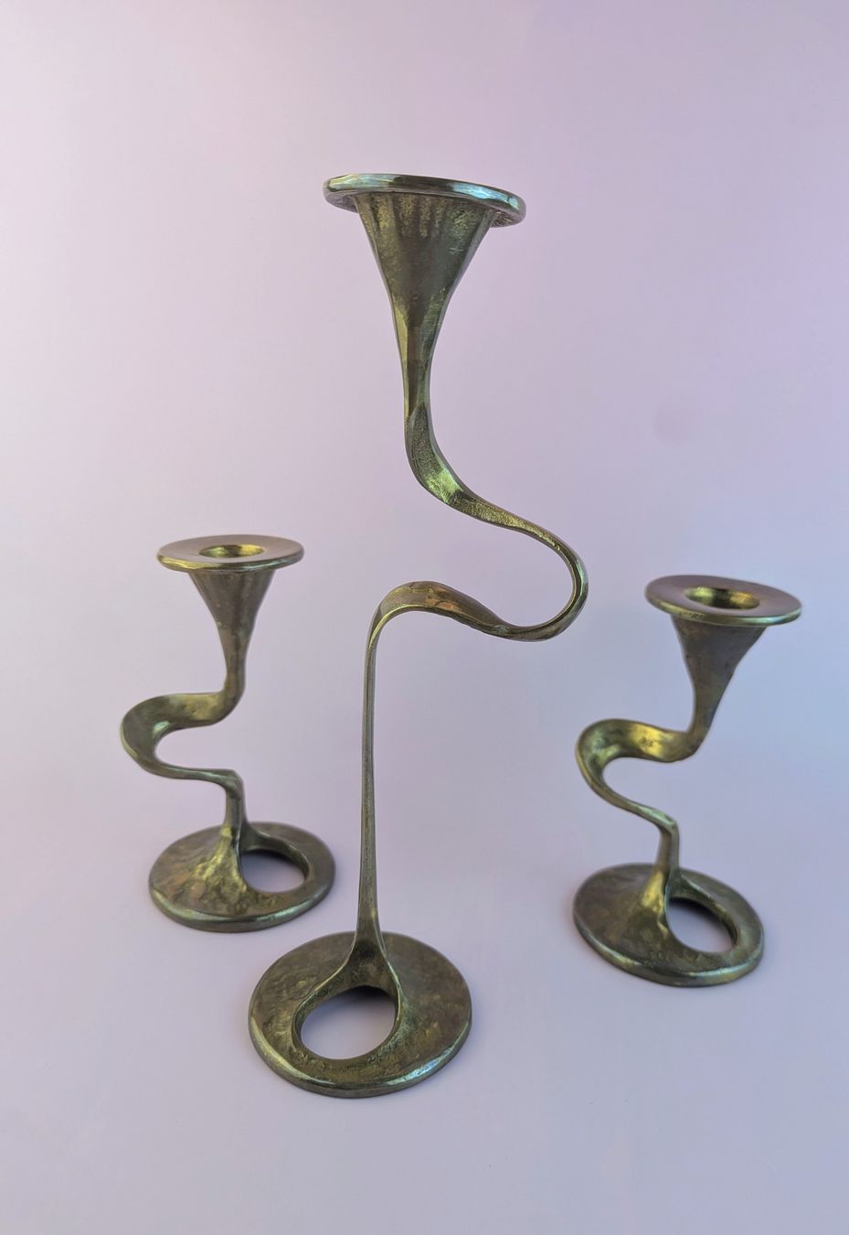 Portacandele: Vintage Brutalist Brass Candlesticks, Mid Century, Amadeus? – Usato da Erlinsbach SO venduto da Meytalien 1