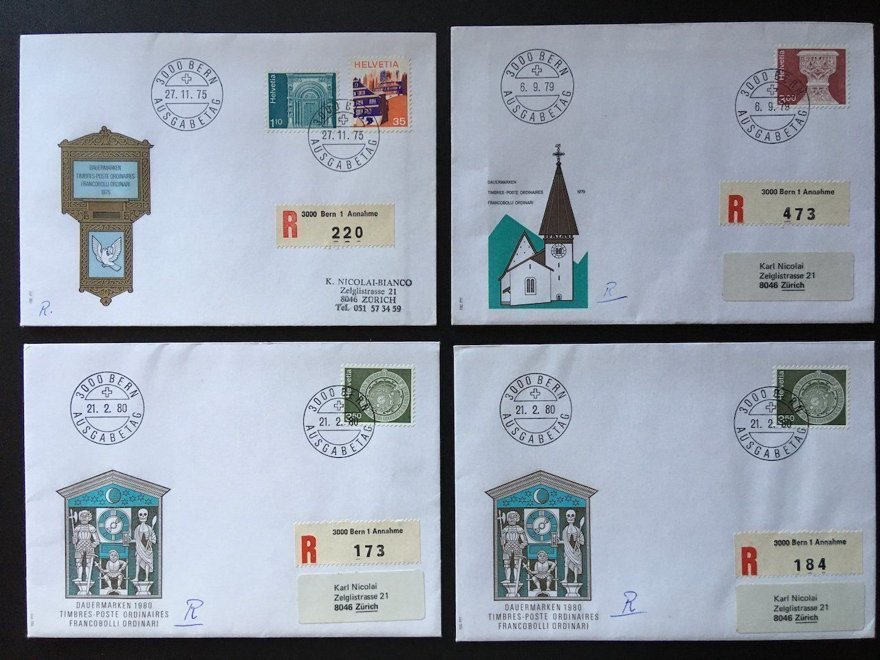 Alle Briefmarken: 1973-80 Architektur u Kunsthandwerk – Gebraucht aus Nesslau von zueri6 1