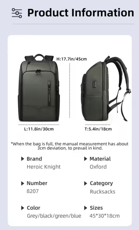 Neuwertiger Heroic Knight Rucksack Perfekt für den Alltag (Neu