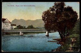 AK Olten, Aare mit Bahnhofbrücke
