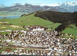 3x AK EINSIEDELN (Flugfoto mit Bahnhof)