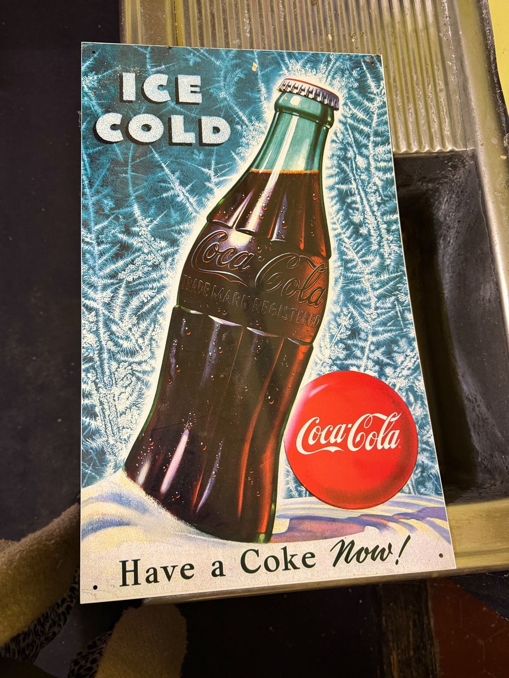 Coca-Cola Insegne: Coca-Cola Werbeschild, Vintage Blechschild "Ice Cold" – Usato da Hergiswil NW venduto da bar_55lf 2