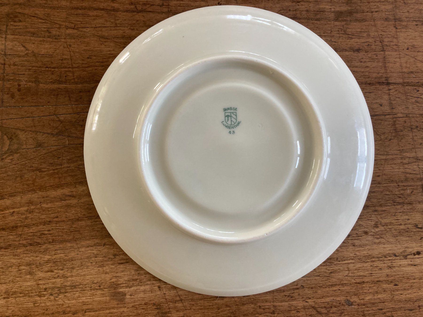 Teller: LANGENTHAL  1943  UNTERTASSE  TELLER  GEMARKT – Gebraucht aus Subingen von Etageren 3