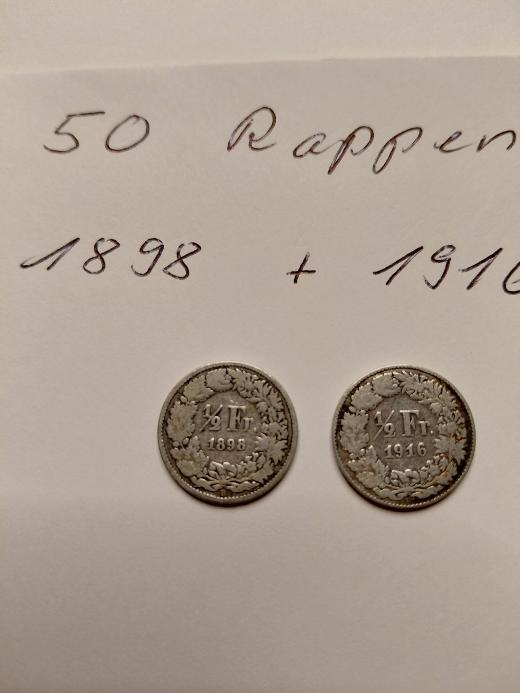Alle Münzen: 2x 50 Rappen silber 1898 und 1916 – Gebraucht aus Bonaduz von topolino052