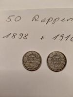 2x 50 Rappen silber 1898 und 1916