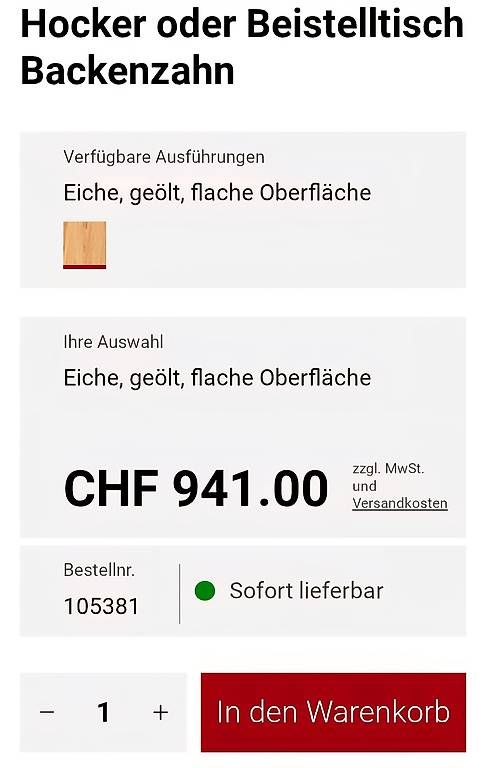 Hocker: E15 Backenzahn Hocker/Beistelltisch – Gebraucht aus Bern von swisscorner 2