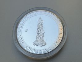 🇪🇸 Spain 2000 Pesetas 1990 Catalunia Proof Silver 27g .900