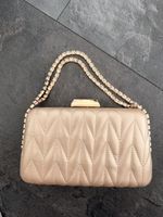 Abendtasche Clutch beige mit Strasskette guter Zustand