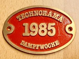 Messingschild 'Technorama Dampfwoche 1985', vintage