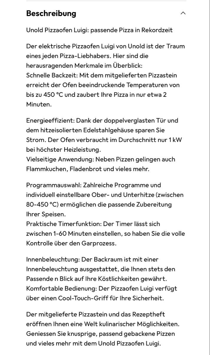 Forni per pizza: Pizza Ofen Unold – Nuovo (secondo la descrizione) da Reinach BL venduto da carmine016 4