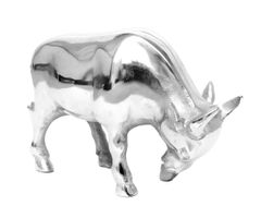 Figur Stier Silber Bulle Kuh Metall Skulptur Börse Büffel