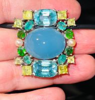 Fine Art by Llan Valls Joies© Aquamarine & Emerald Medallion