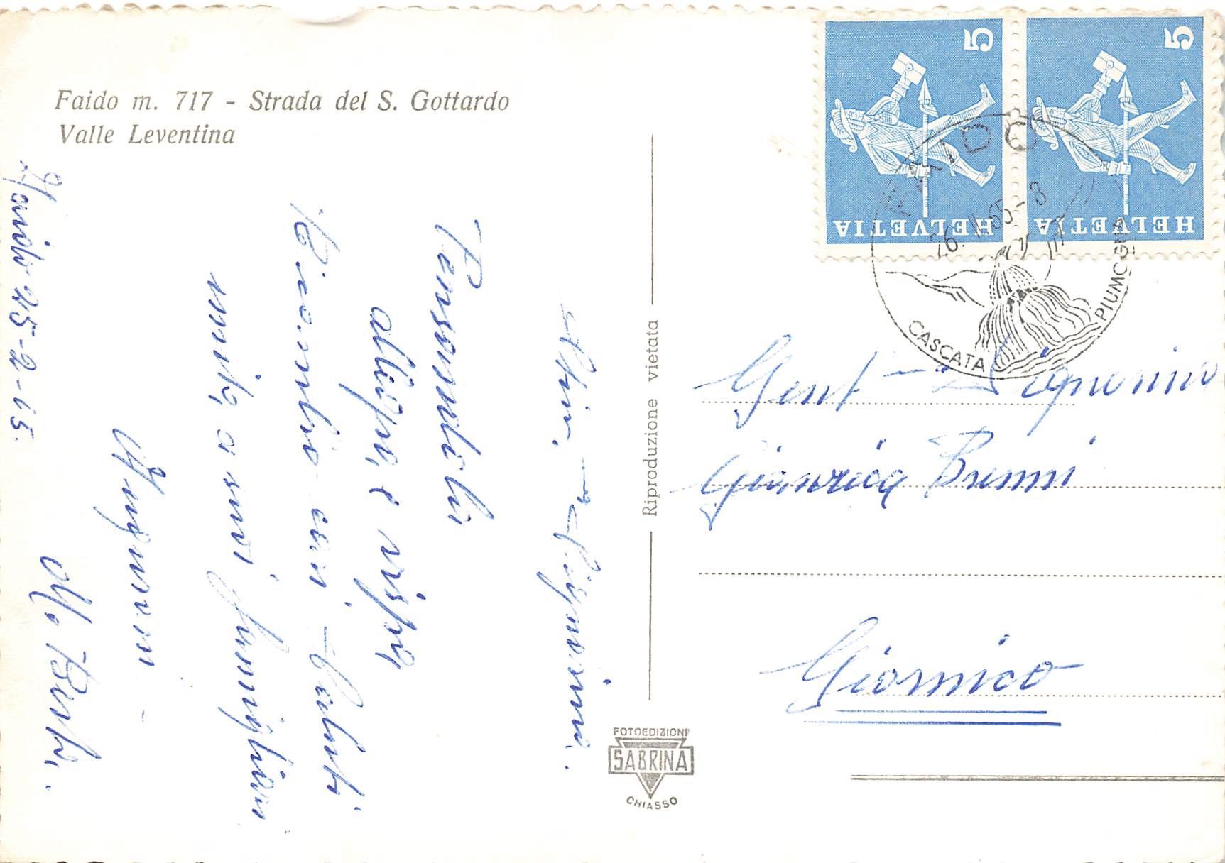 Cartoline postali: Faido Leventina – Usato da Biasca venduto da Blenio71 1
