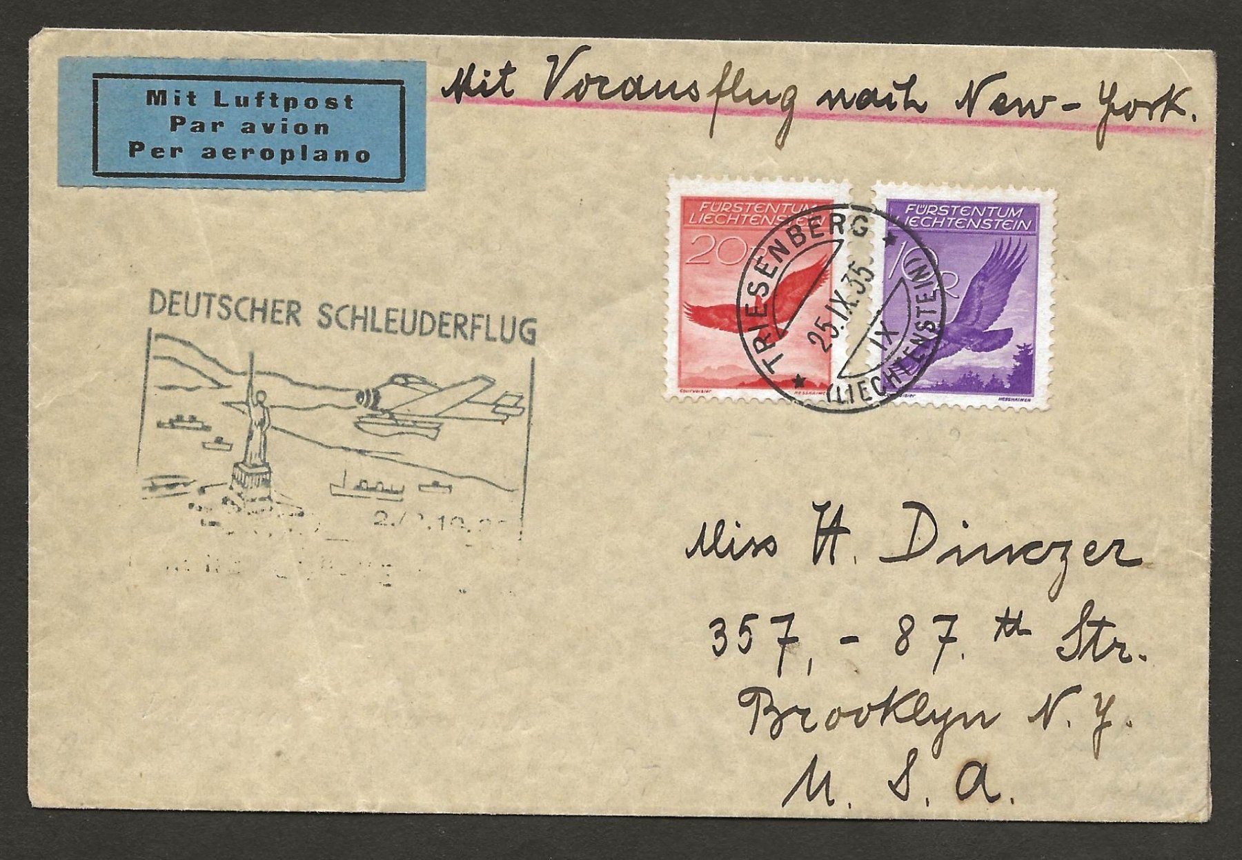 Tutti i francobolli: Flugpost Schweiz 1935 Katapultflug Schleuderflug Luftpost – Usato da Au ZH venduto da xelagreb01