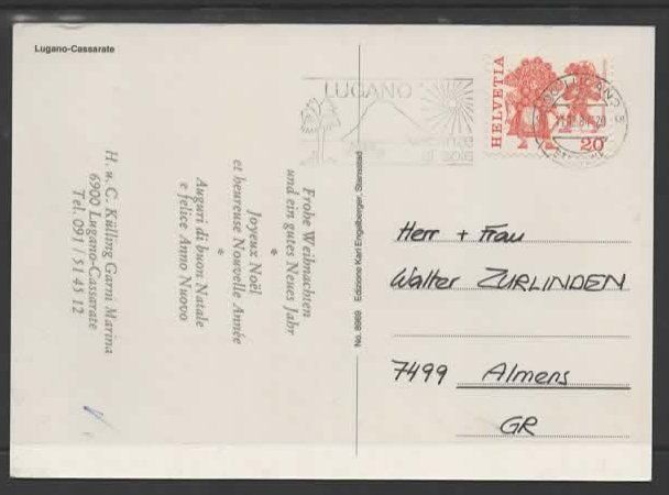 Cartoline postali: LUGANO - CASSARATE  (L – Usato da Ruggell venduto da Masescha 1