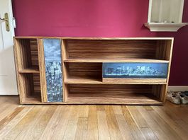 Sideboard Zebrano furniert mit LED-Panels (unikat)