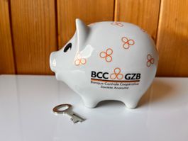 Sparschwein GZB BCC weiss mit Schlüssel gebraucht