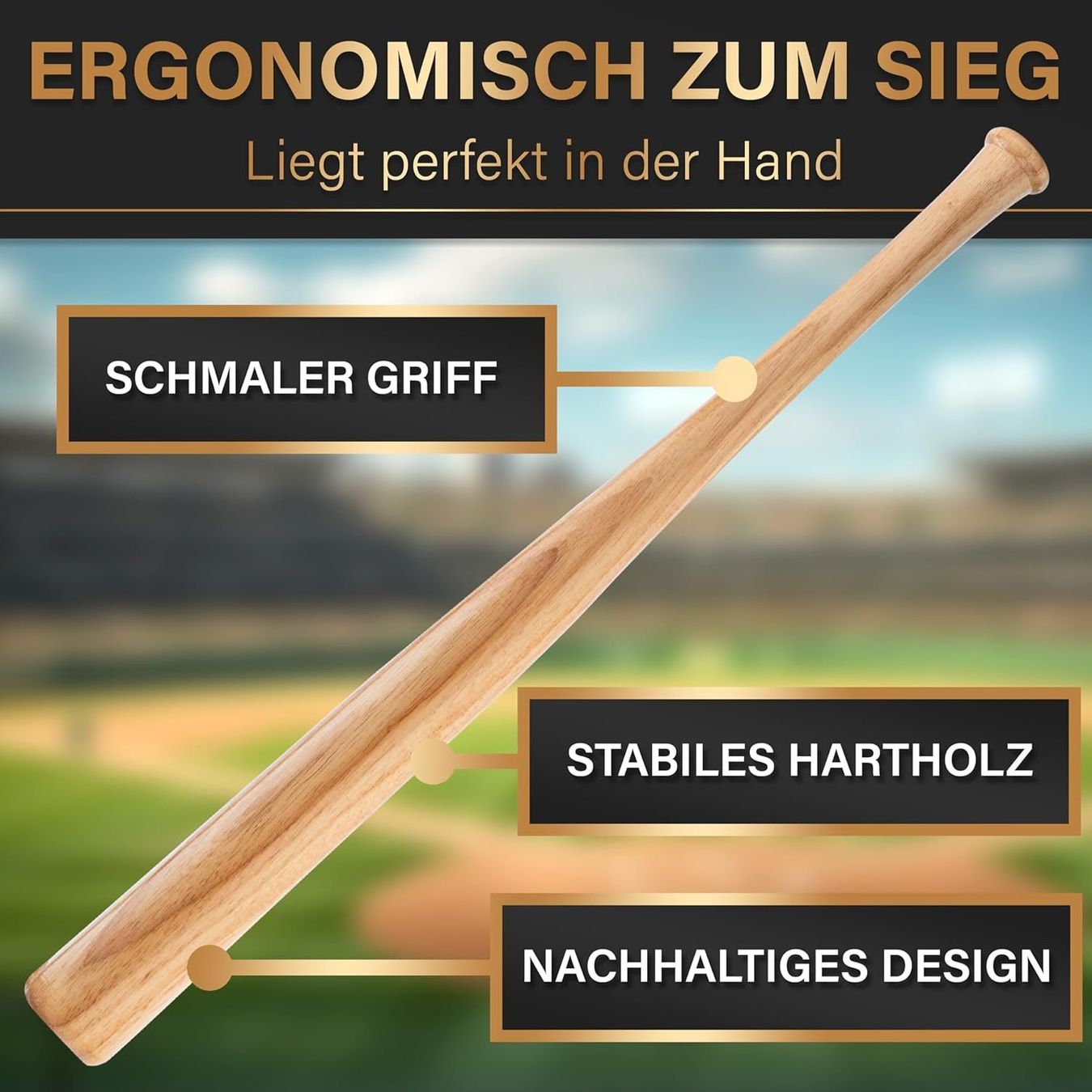 Baseball: Baseballschläger Holz 79 cm rutschfester Griff Training – Neu und originalverpackt aus Hundwil von Pakethase 5