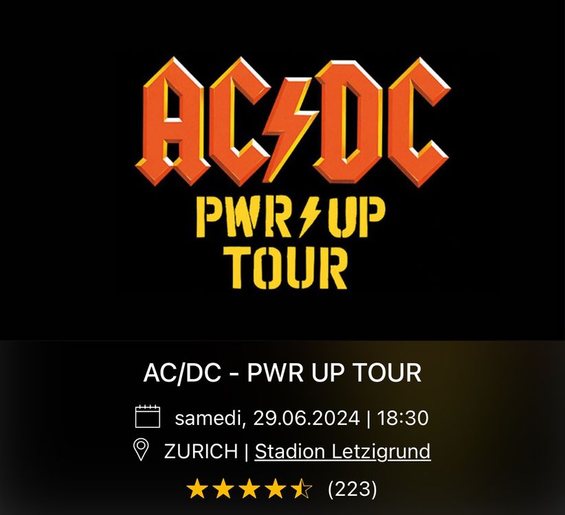 AC/DC - Zurich 29.06.24 / 1-2 places debout | Kaufen auf Ricardo