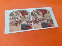 STEREOPHOTO - DER MALER in SEINEM ATELIER an der ARBEIT