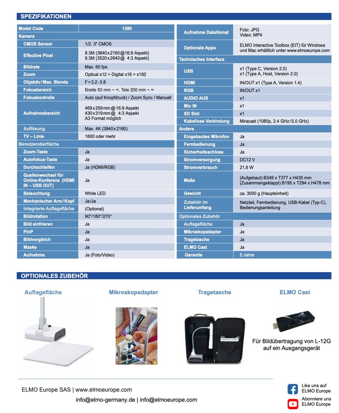 Elmo Fotocamera: ELMO L-12G - Profi Visaulizer - 4K - USB-C – Usato da Emmen venduto da Highlife_Technik 4