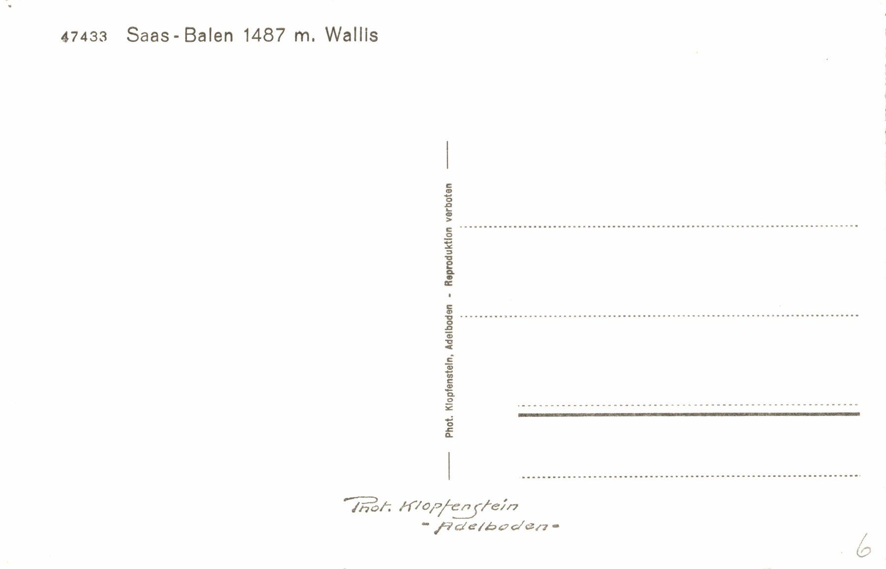 Cartoline postali: Saas-Balen 1487 m., Wallis – Usato da Bronschhofen venduto da Astore 1
