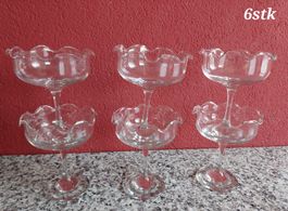 6er Set Dessertgläser mit Wellenrand guter Zustand