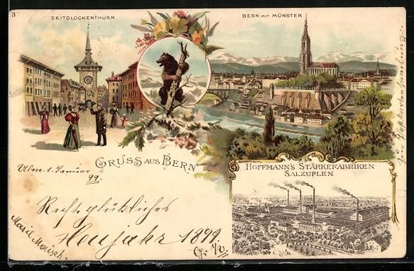 Cartoline postali: Litho Bern, Zeitglockenturm, Münster, H – Usato da Berlin venduto da bartko-reher