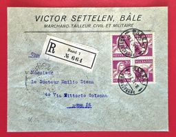 SELTEN KEHRDRUCK K19 VIERERBLOCK BASEL 1924 DATUMFEHLER ROM