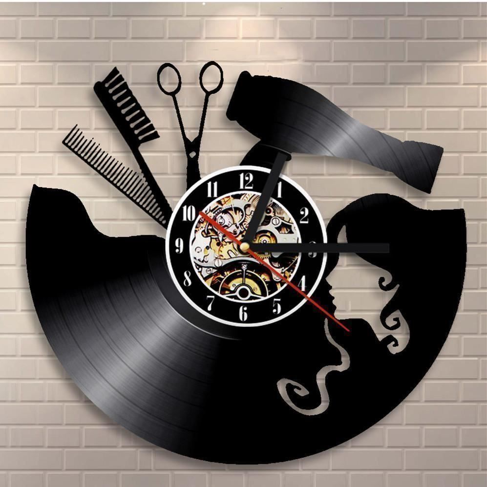 Orologi da terra & Orologi da parete: Schallplatten Uhr Frisseur – Nuovo e nell'imballaggio originale da Arth venduto da Top-E