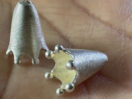 2 St. 925 Silber Schmuck Perlenkappen/Endkappen matt 11x8 mm