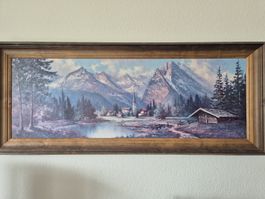 Winter Mountain Scene Framed Art Print - Swiss Alps