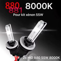 2x | Ampoules 880 881 12V 55W 8000K HID Xénon pour kit xénon