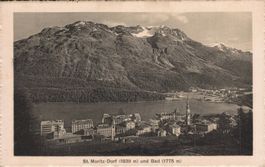 Ansichtskarte St. Moritz Dorf und Bad 1916 gelaufen