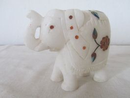 Elefant Figur Marmor mit Intarsien