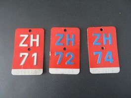 Velonummern 71, 72, 74