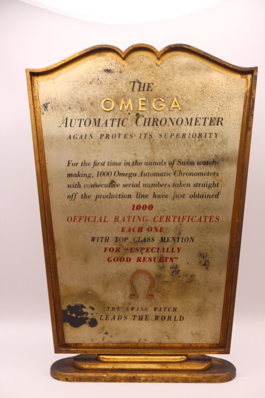 Omega Orologi: Rare - Omega Chronometer Display 1950er Messing Werbung – Usato da Zürich venduto da KE-Sales 1