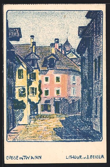 Cartoline postali: AK Twann, Blick auf eine Gasse, 1920 – Usato da Berlin venduto da bartko-reher