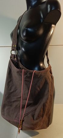 Braune Stofftasche mit rosa Details aus Baumwolle (nov236)