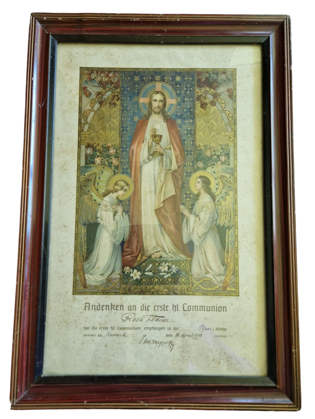 Grafica & Litografie: antike Lithographie Andenken hl. Communion – Usato da Mörschwil venduto da antiksalon21