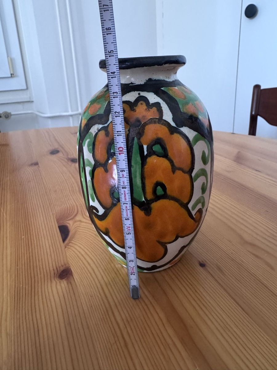 Vasi & Recipienti: Vase vintage fleurs oranges & vertes – Usato da Vésenaz venduto da Angela.C3 5
